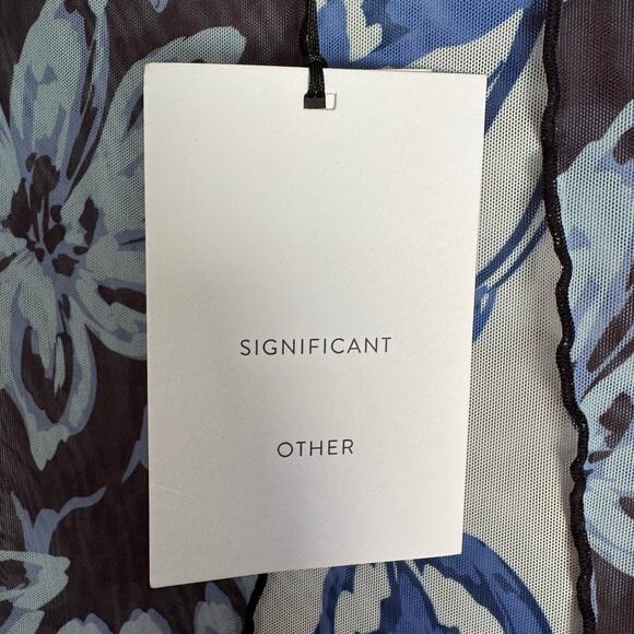 Significant Other Jean Dress Hibiscus Splice Mesh Floral Bodycon Floral US 2 NWT - Picture 9 of 11